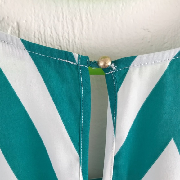 Teal & Cream Chevron Dress - Picture 6 of 7